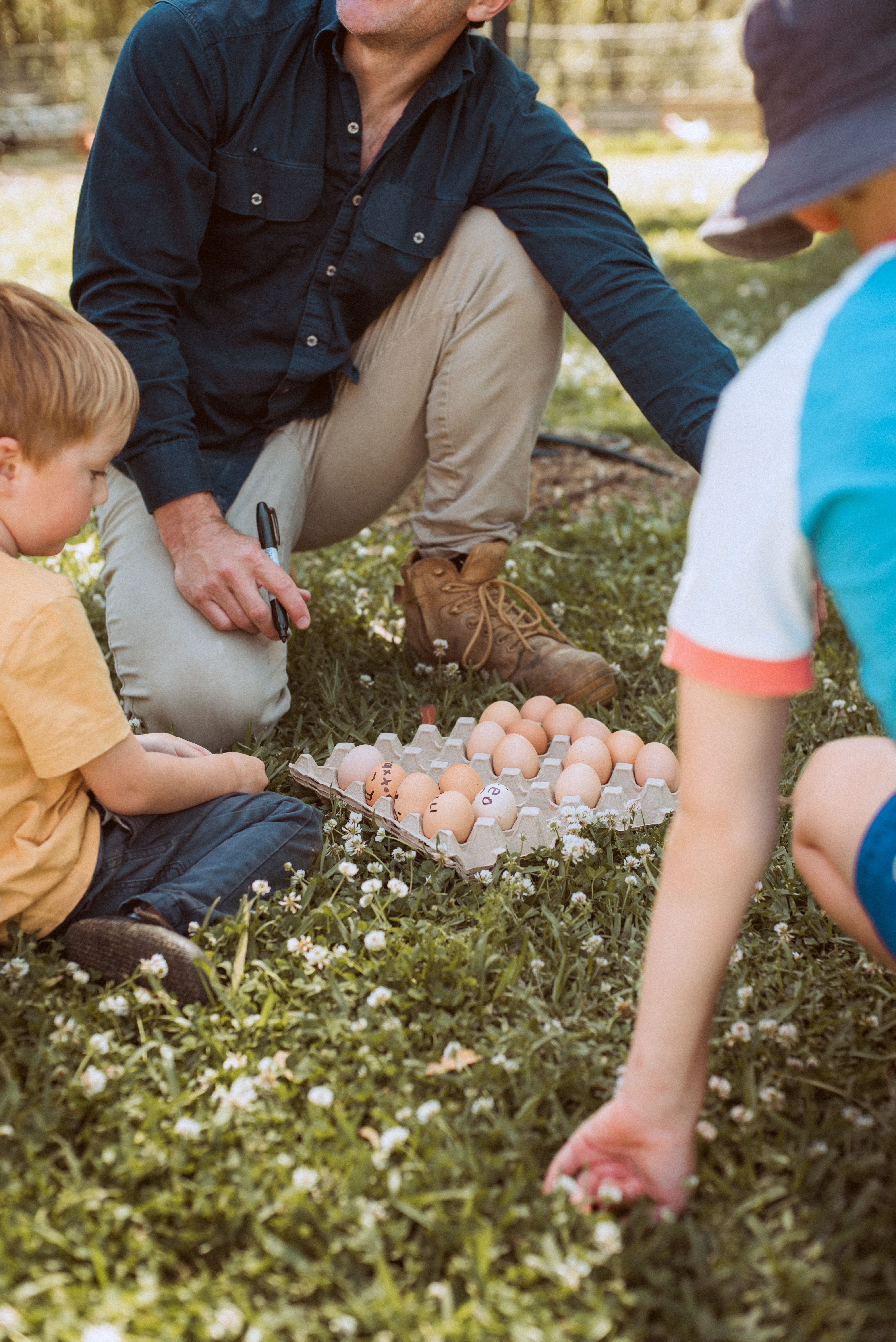 Marking eggs for incubation with the kids
